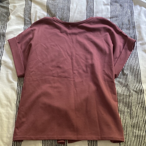 EUC Express Mauve Tie-Front Short Sleeve Top - Picture 4 of 5